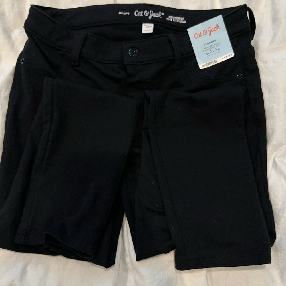 Cat & Jack Mid-Rise Soft Knit Jeggings Black Girls Size XL (14/16)